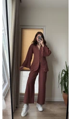 Sarah Önden Klipsli Ceket Takım - Kiremit