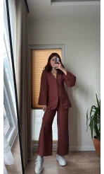 Sarah Önden Klipsli Ceket Takım - Kiremit