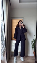Sarah Önden Klipsli Ceket Takım - Lacivert