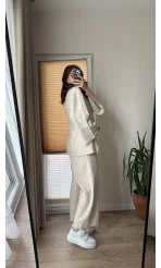 Sarah Önden Klipsli Ceket Takım - Taş