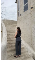 Sardinia Kemerli Yelek Pantolon Takım - Antrasit - Kod: 8019 4041