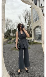 Sardinia Kemerli Yelek Pantolon Takım - Antrasit - Kod: 8019 4041