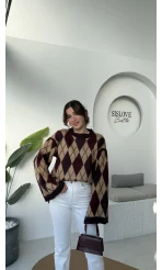 Şardon Baklavalı Kazak - Mürdüm - Kod: 04603