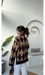 Şardon Baklavalı Kazak - Mürdüm - Kod: 04603