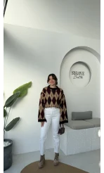 Şardon Baklavalı Kazak - Mürdüm - Kod: 04603