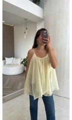 Sarı Askılı Pelerin Bluz - Kod: 5090