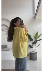 Sarı Oversize Tensel Gömlek - Kod: 4612