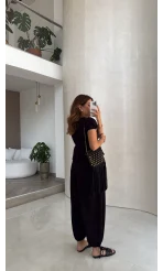 Saskia Modal Bluz Pantolon Takım - Siyah - Kod: 4165