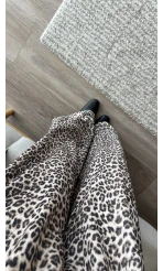 Saten Bol Paça Leopar Pantolon