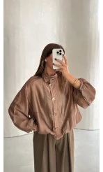 Saten Bomber İnce Ceket - Vizon - Kod: 9775