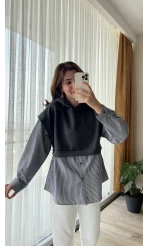 Scuba Gömlek Model Kapüşonlu Antrasit Sweatshirt