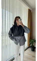 Scuba Gömlek Model Kapüşonlu Antrasit Sweatshirt