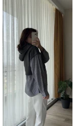 Scuba Gömlek Model Kapüşonlu Antrasit Sweatshirt