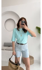 Şehir Boy Kot Şort Mavi