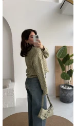 Selani Bisiklet Yaka Örgü Kazak - Çağla Yeşili - Kod: 4519