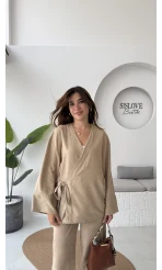 Serena Süet Takım - Taş - Kod: 6023