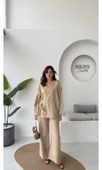 Serena Süet Takım - Taş - Kod: 6023