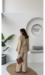 Serena Süet Takım - Taş - Kod: 6023
