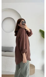 Şerit Detay Acı Kahve Gömlek - 2044