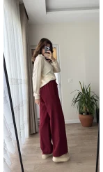 Şeritli Eşofman Pantolon Altı Bordo