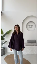 Shay Tek Cepli Uzun Gömlek - Mor - Kod: 2144