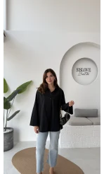 Shay Tek Cepli Uzun Gömlek - Siyah - Kod: 2144
