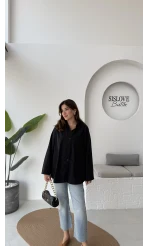 Shay Tek Cepli Uzun Gömlek - Siyah - Kod: 2144