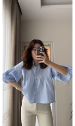 Siana Müslin Kumaş Bebe Mavisi Gömlek 2031