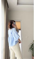 Siana Müslin Kumaş Bebe Mavisi Gömlek 2031