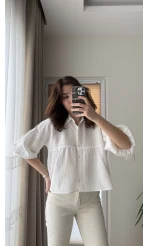 Siana Müslin Kumaş Beyaz Gömlek