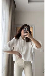 Siana Müslin Kumaş Beyaz Gömlek