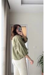 Siana Müslin Kumaş Haki Gömlek