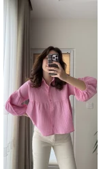 Siana Müslin Kumaş Pembe Gömlek