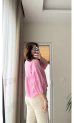 Siana Müslin Kumaş Pembe Gömlek