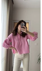 Siana Müslin Kumaş Pembe Gömlek