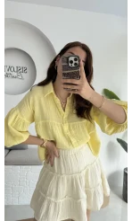 Siana Müslin Kumaş Sarı Gömlek