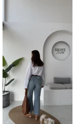 Sierra Mavi Yüksek Bel Wide Leg Jean Pantolon - Kod: 974