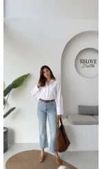 Sierra Mavi Yüksek Bel Wide Leg Jean Pantolon - Kod: 974