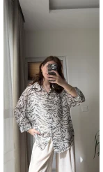 Şifon Desenli Gömlek Siyah