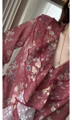 Şifon Fırfır Detay Bluz Kiremit