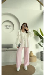 Bebe Yaka Şifon Gömlek - 252 -2017 - Beyaz