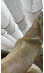 Şifon Yeşil Fular Detay Bluz