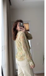 Şifon Yeşil Fular Detay Bluz