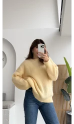 Simli Yün Kazak - Açık Sarı