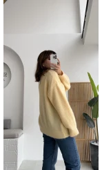 Simli Yün Kazak - Açık Sarı