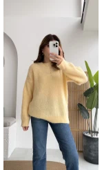 Simli Yün Kazak - Açık Sarı