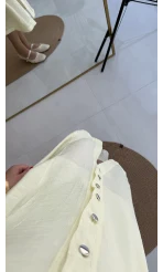 Sindy Kemer Detaylı Bürümcük Elbise - Sarı - 6012