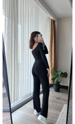 Sispanto Siyah Çimalı Pantolon