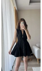 Siyah Fermuarlı Elbise