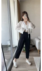 Siyah Kemerli Pantolon